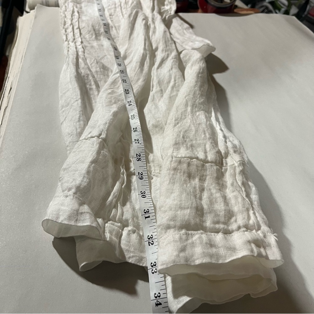 CP SHADES ~ Regina Tunic in White Linen Twill with Pintuck Pleating - Picture 12 of 12